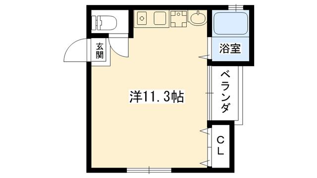 クレール二見(ワンルーム/2階)の間取り写真