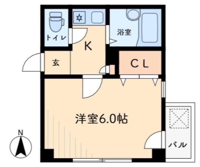 プライマフェイス(1K/2階)の間取り写真