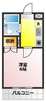 エマーユ稲荷町(1K/2階)の間取り写真