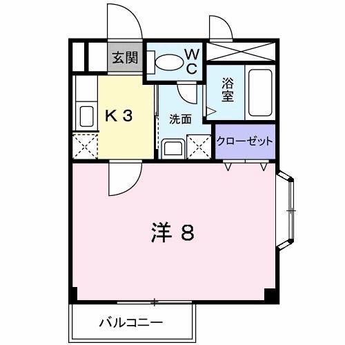 アウローラ02J(1K/2階)の間取り写真