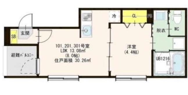 HT豊田本町(1LDK/1階)の間取り写真