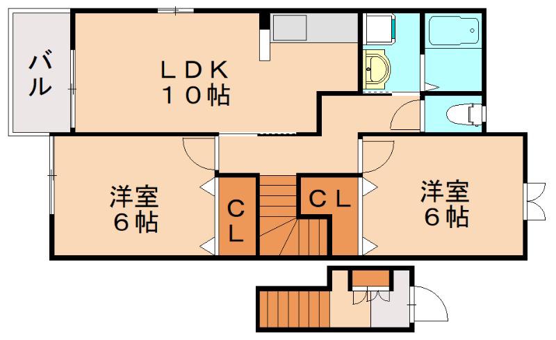 メゾン・エム(2LDK/2階)の間取り写真