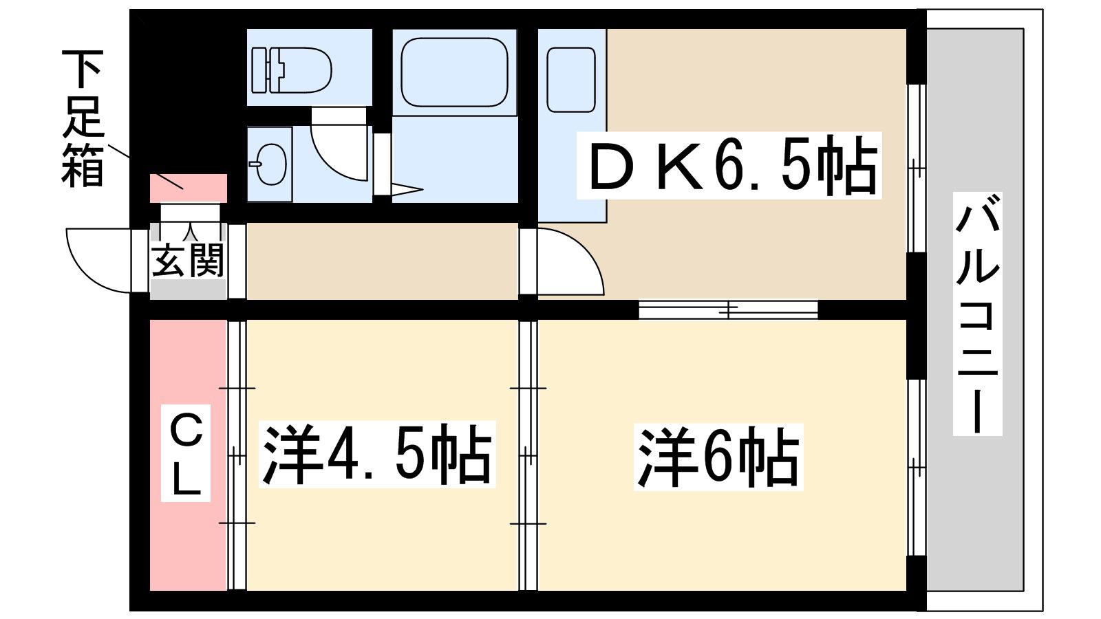 ミフネセントラルベア東三国(2DK/14階)の間取り写真