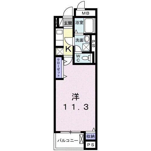 ソレイユ(1K/4階)の間取り写真