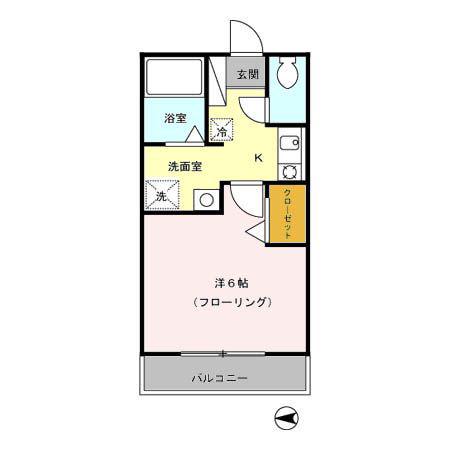 ジュネスK(1K/2階)の間取り写真