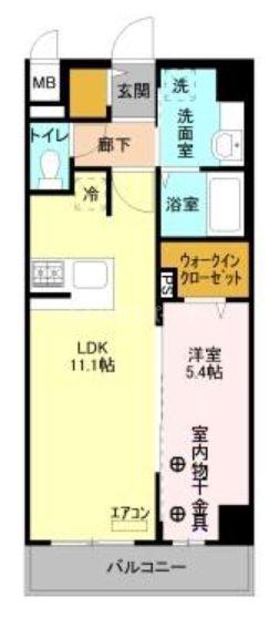 エルフローレ(1LDK/2階)の間取り写真