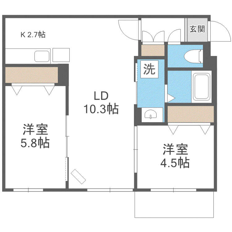 アートレータ発寒(2LDK/4階)の間取り写真
