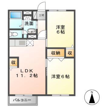 近鉄名古屋線 伊勢中川駅 徒歩8分 2階建 築27年(2LDK/2階)の間取り写真