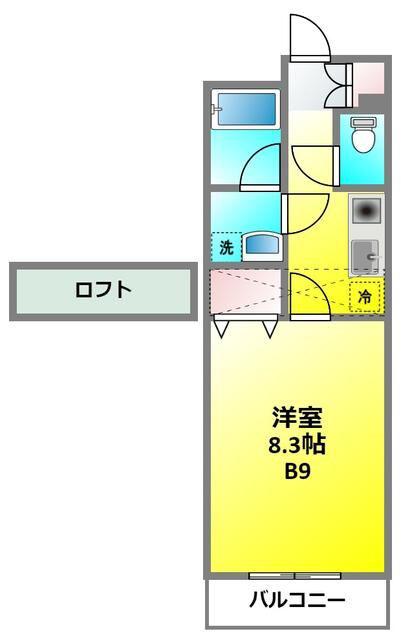 ハイツけやき 七番館(1K/3階)の間取り写真
