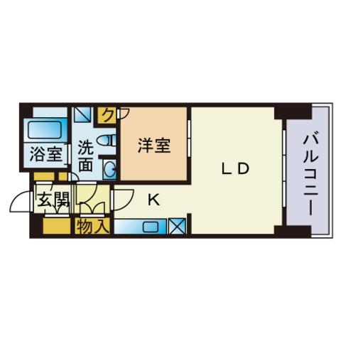 パークレジデンシャル博多(1LDK/5階)の間取り写真