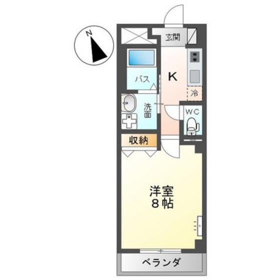 BAILEY舟入本町(1K/1階)の間取り写真