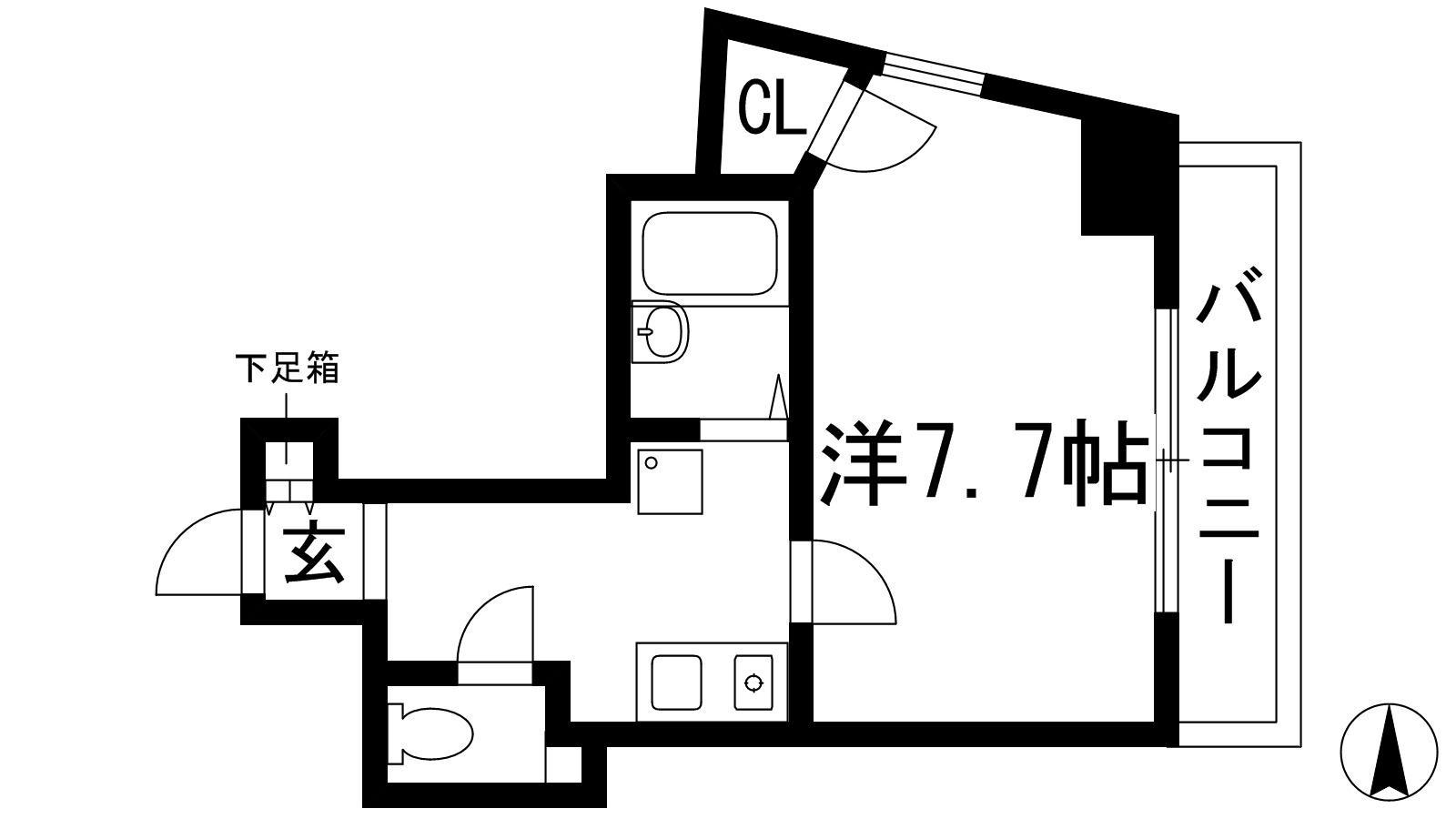 FLOSⅠ(1K/5階)の間取り写真