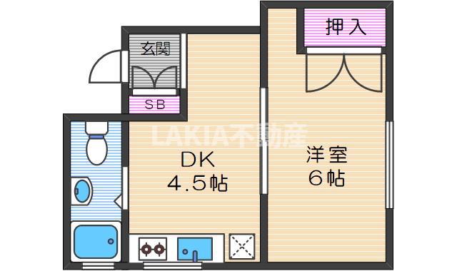 第一文の里ビル(1DK/4階)の間取り写真