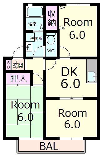 ムリノアヴェント(3DK/2階)の間取り写真
