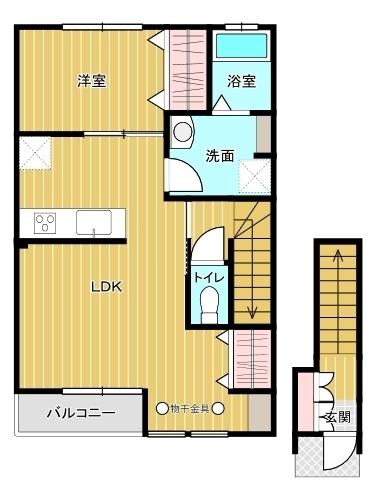 Eスクエア新田A(1LDK/2階)の間取り写真
