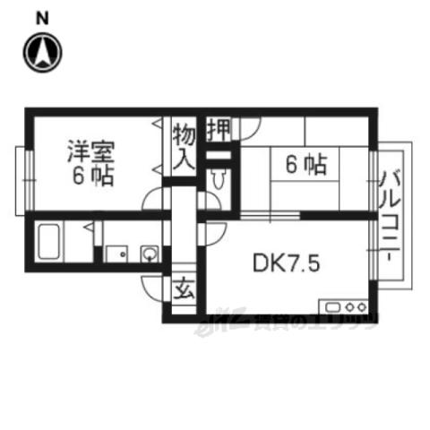 TタウンC棟(2DK/1階)の間取り写真