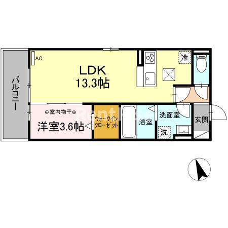 メゾン フローラ(1LDK/1階)の間取り写真