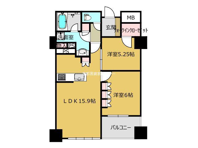 シティータワー宇都宮(2LDK/8階)の間取り写真