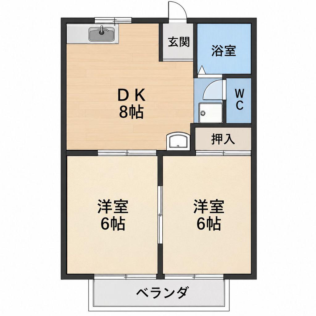 クイーンズ1(2DK/3階)の間取り写真
