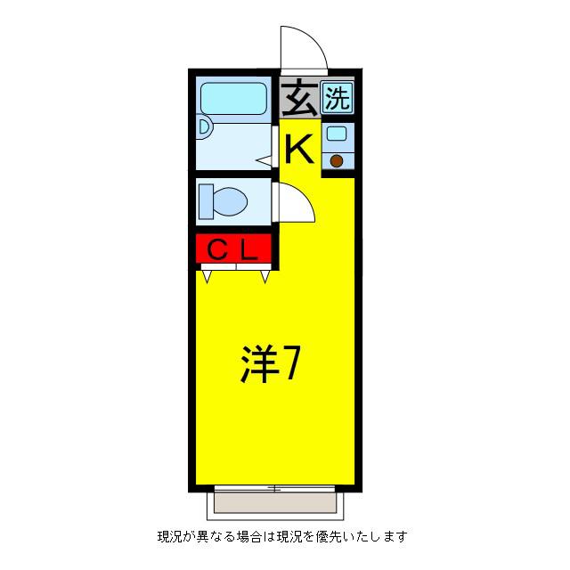 ミネルバハイツ(ワンルーム/2階)の間取り写真