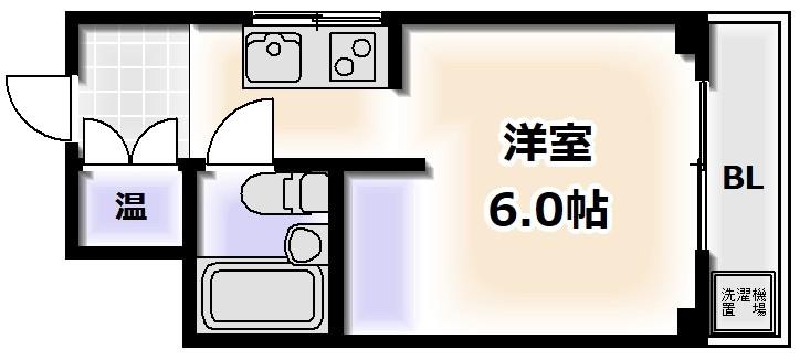 北野商事ビル(ワンルーム/4階)の間取り写真