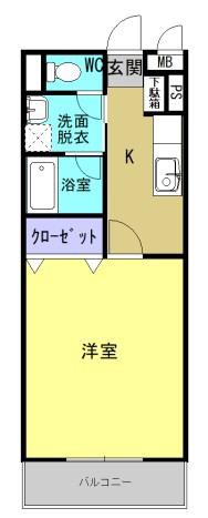 マチェール(1K/1階)の間取り写真