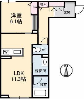 LA GRANDIR(1LDK/1階)の間取り写真