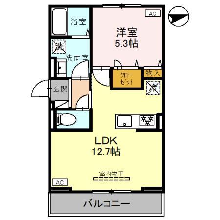 GRACIA I(1LDK/2階)の間取り写真