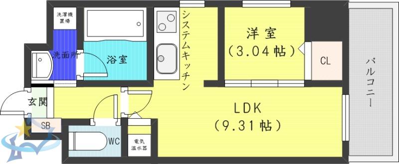 レジディア大通西(1LDK/8階)の間取り写真