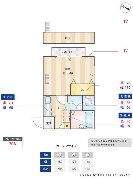メゾン・ド・ファミーユ(1K/2階)の間取り写真