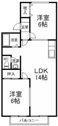 プレジールたちばな(2LDK/1階)の間取り写真