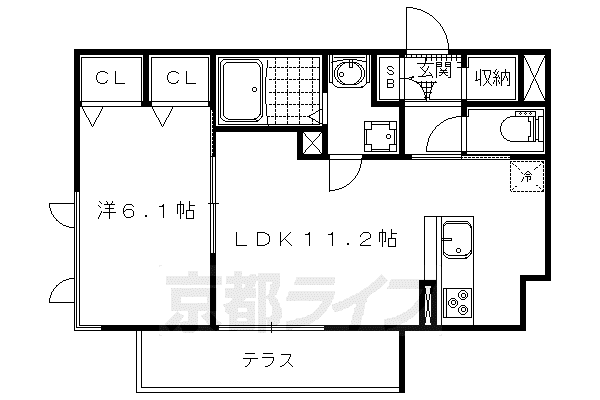 シャーメゾン音羽草田町(1LDK/1階)の間取り写真