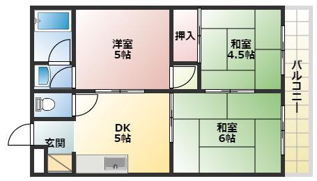 エスポワール辻本(3DK/3階)の間取り写真