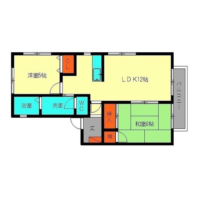 ヴェルディ川久保(2LDK/2階)の間取り写真
