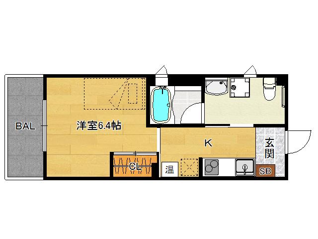 ハイビスカス北山(1K/2階)の間取り写真