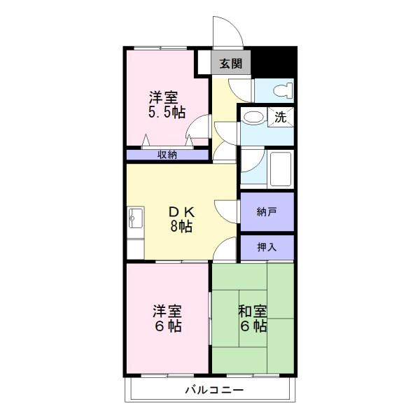 グリーンガーランド所沢2号館(3SDK/3階)の間取り写真