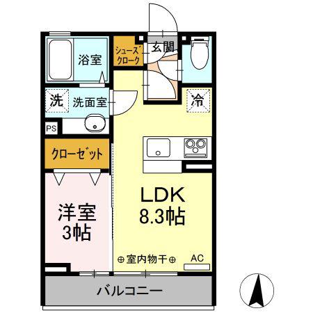 ベル・ドゥジュー(1LDK/3階)の間取り写真
