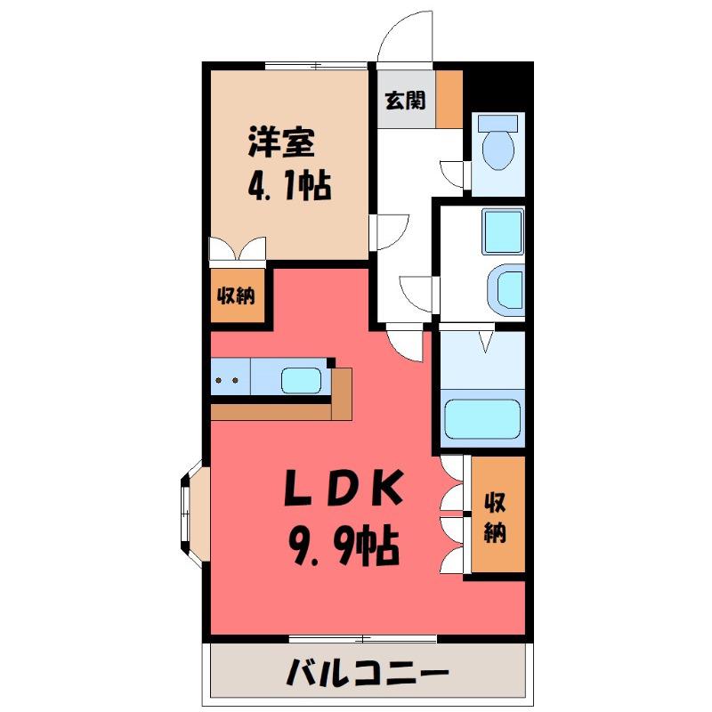 ルミナス・ウッド(1LDK/2階)の間取り写真