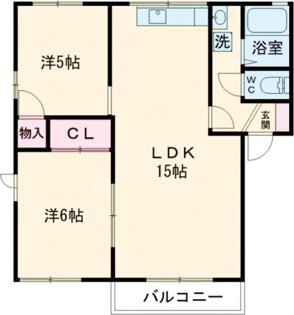 エクレール富澤B(2LDK/2階)の間取り写真