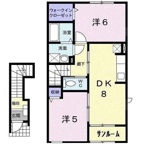 フォルトゥーナ・M(2DK/2階)の間取り写真