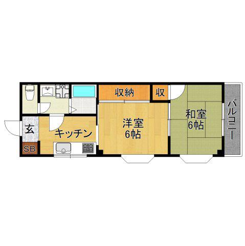 サルビア3番館(2K/2階)の間取り写真