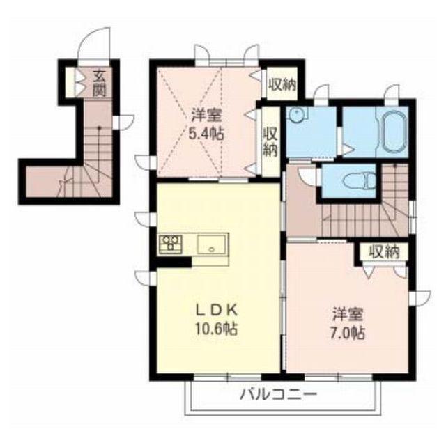 横浜ブリリアント・リーブス II(2LDK/2階)の間取り写真