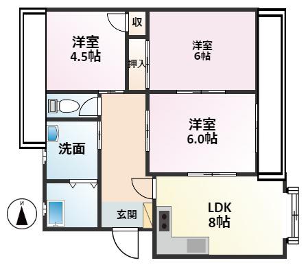 サンシャイン(3LDK/4階)の間取り写真