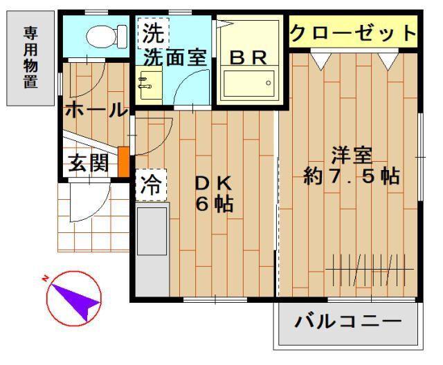 エスポワール(1DK/1階)の間取り写真