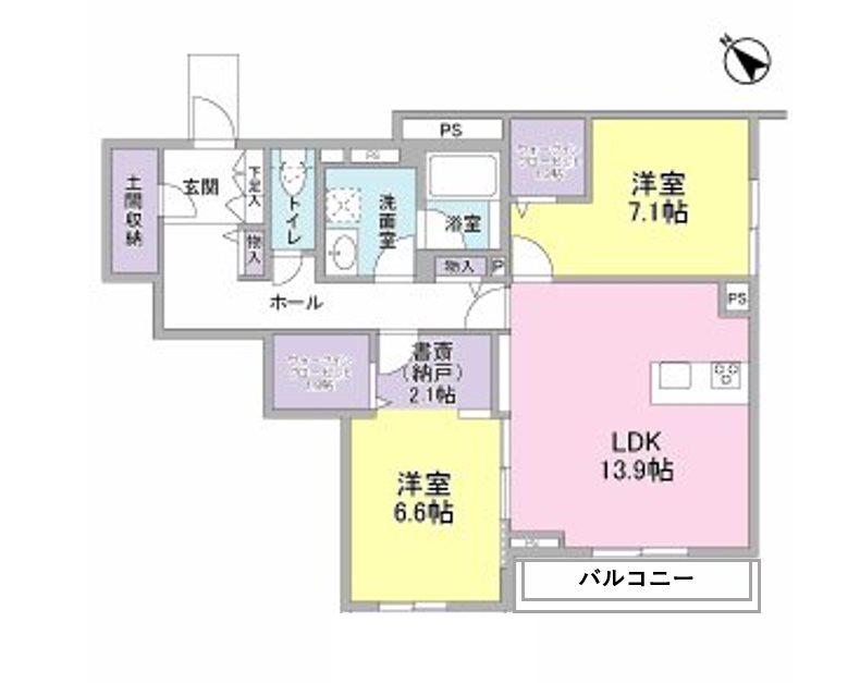 ディアルネ草薙(2LDK/1階)の間取り写真