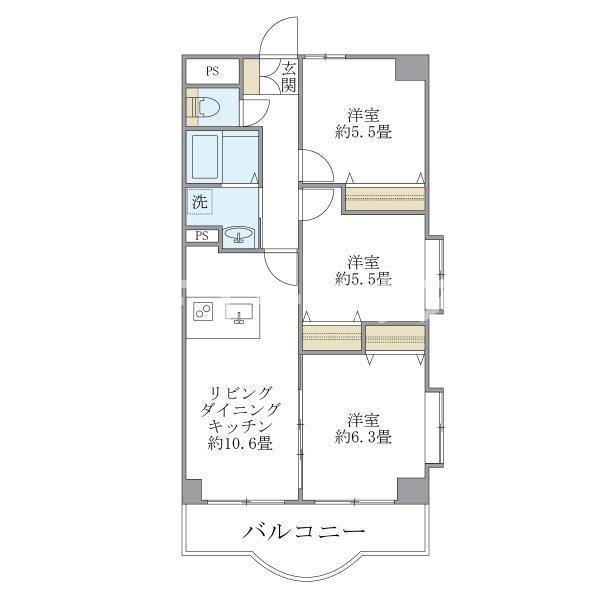 西船橋スクエアガーデン(3LDK/10階)の間取り写真