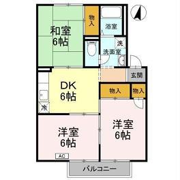 グリーンパーク佐伯(3DK/2階)の間取り写真