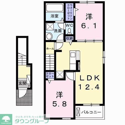 カレント レジデンス 下増田III(2LDK/2階)の間取り写真