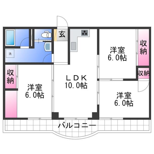 サン・コーポ(3LDK/8階)の間取り写真