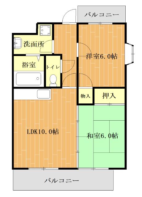 スイートハイム国府(2LDK/4階)の間取り写真